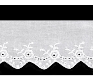 Baumwollstpitze Borte Spitzenborte 60mm weiß